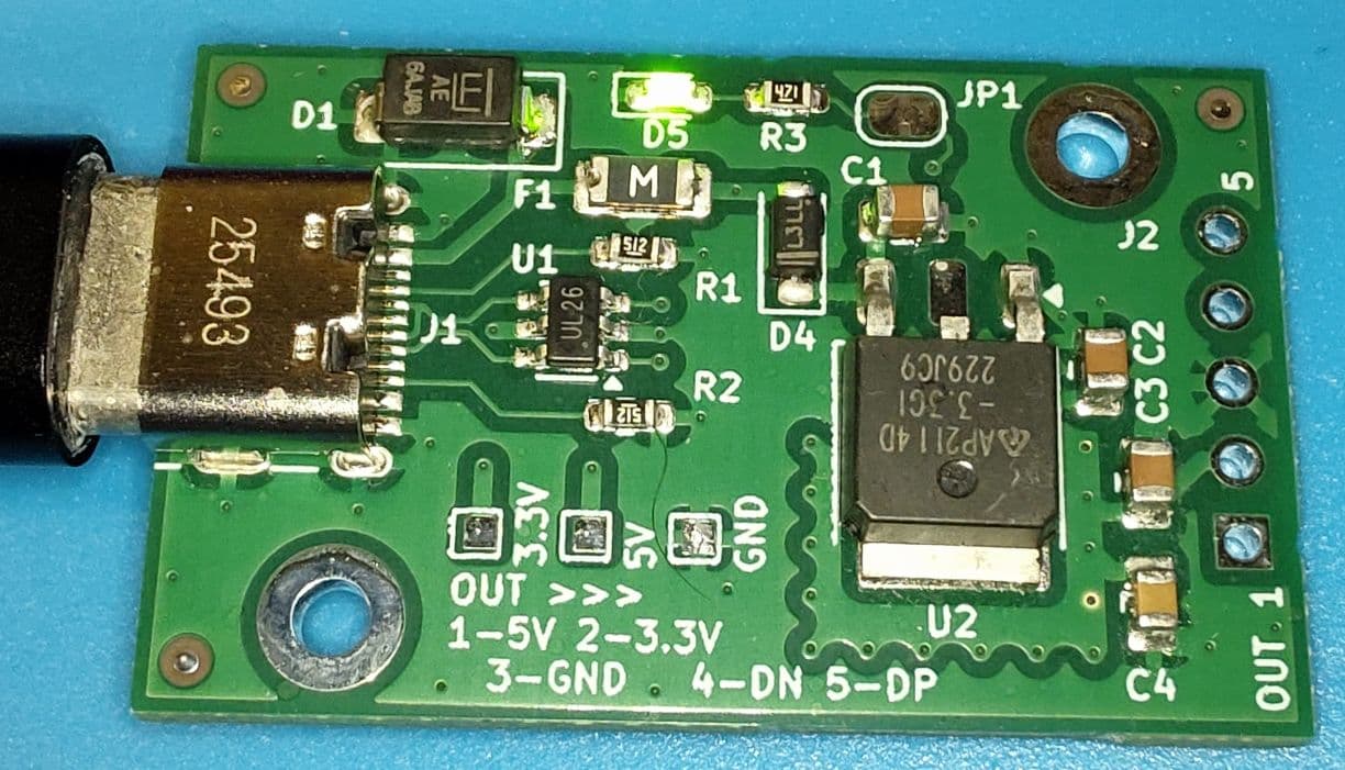 USB-C Power Input & 3.3 V Regulator Board